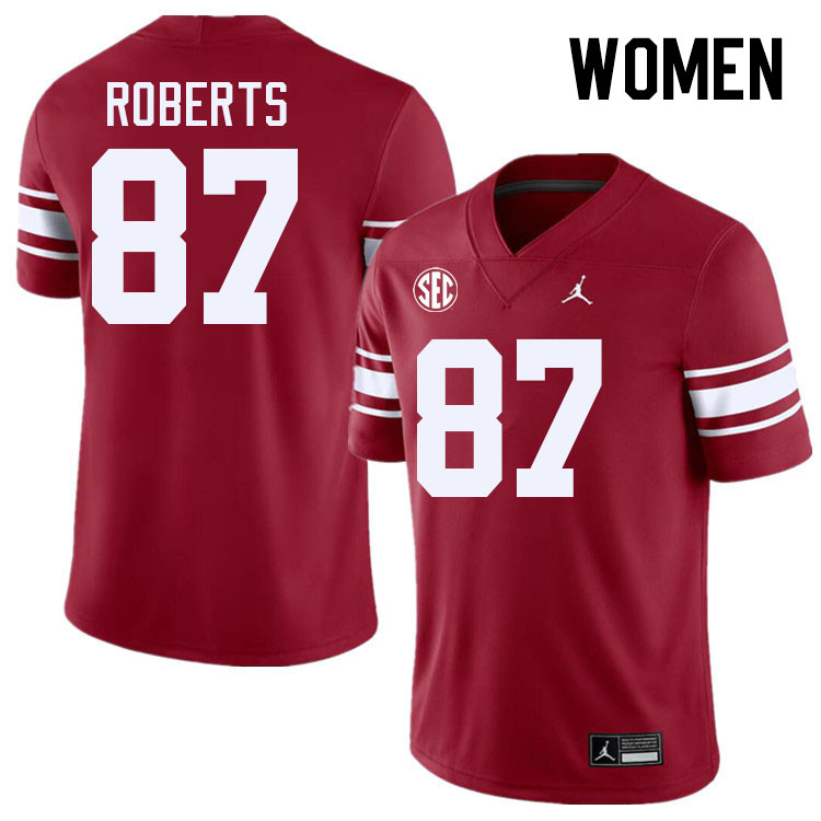 Women #87 Jake Roberts Oklahoma Sooners 2024 SEC Conference College Football Jerseys-Throwback